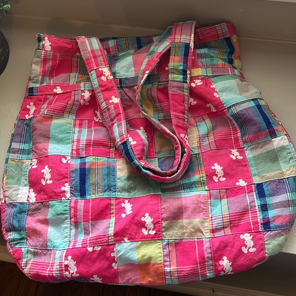Disney Parks Pink Patchwork Mickey Mouse Tote - image 2